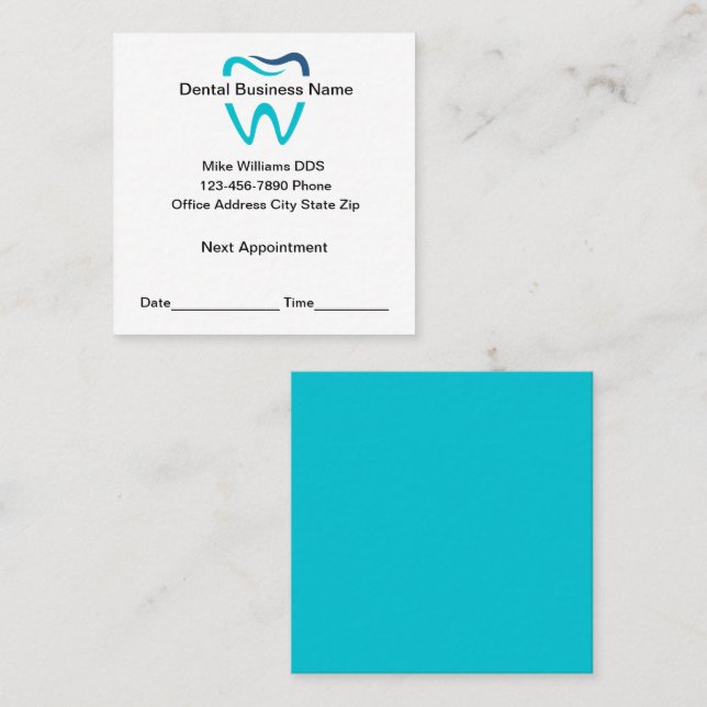 Tarjeta De Citas Dentist Office Appointment Reminder Business Cards (Anverso / Reverso)