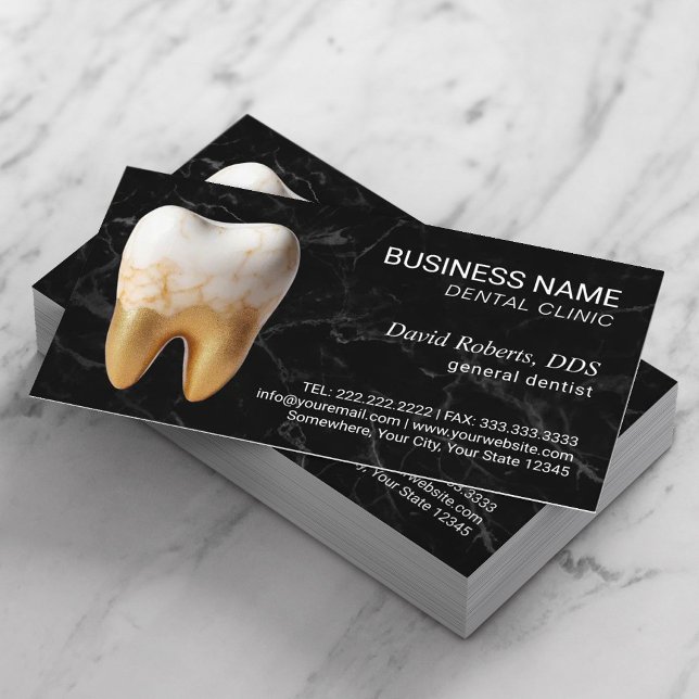 Tarjeta De Citas Dentista Marble Moderno Oro Dental Cuidado Dental (Subido por el creador)