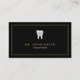 Tarjeta De Citas Dentista marco dorado Black Tooth Dental