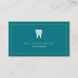 Tarjeta De Citas Dentista Marco Dorado Turquesa Diente Dental