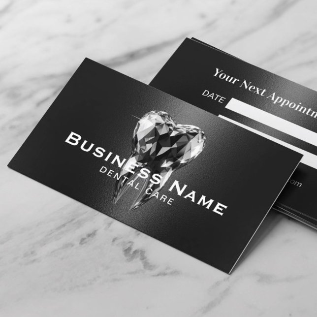 Tarjeta De Citas Dentista Moderno Diamante Diamante Dental Metaliza (Subido por el creador)