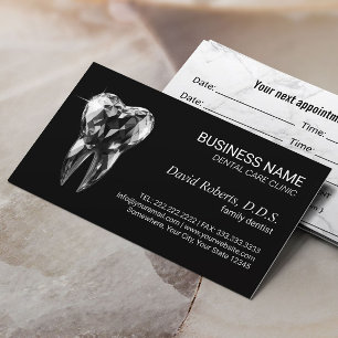Tarjeta De Citas Dentista Moderno Diamante Diamante Dental Negro Of