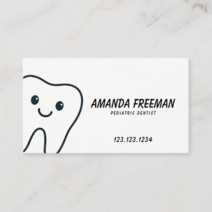 Tarjeta De Citas Dentista pediátrico feliz minimalista