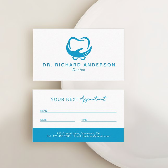 Tarjeta De Citas Dentista Profesional Moderno Azul y Blanco (Subido por el creador)