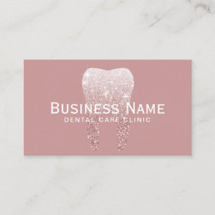 Tarjeta De Citas Dentista Purpurina Diente Elegante Clínica Dental 