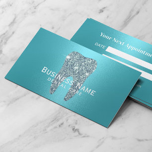 Tarjeta De Citas Dentista Turquesa Moderno Dental Metálico Dental