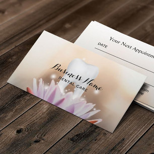 Tarjeta De Citas Dentista White Tooth & Lotus Flower Dental