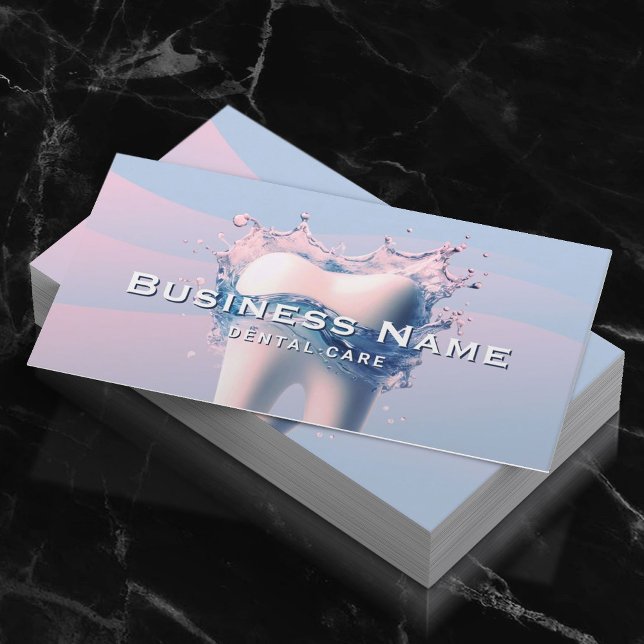 Tarjeta De Citas Dentista White Tooth Pastel Curvas rosas azules de (Subido por el creador)