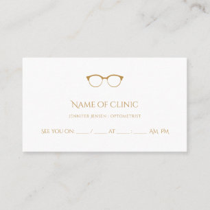 Tarjeta De Citas Designación de gafas de oro simples optometristas