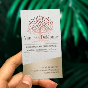 Tarjeta De Citas Designación elegante de psicólogo Rosa de árbol de