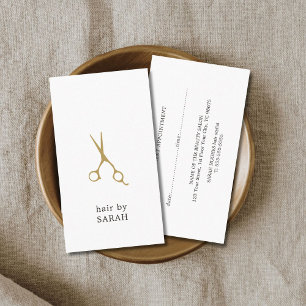 Tarjeta De Citas Designación minimalista de White Faux Gold Hair St