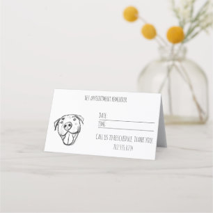 Tarjeta De Citas dibujo de pitbull simple amantes de perros blanco
