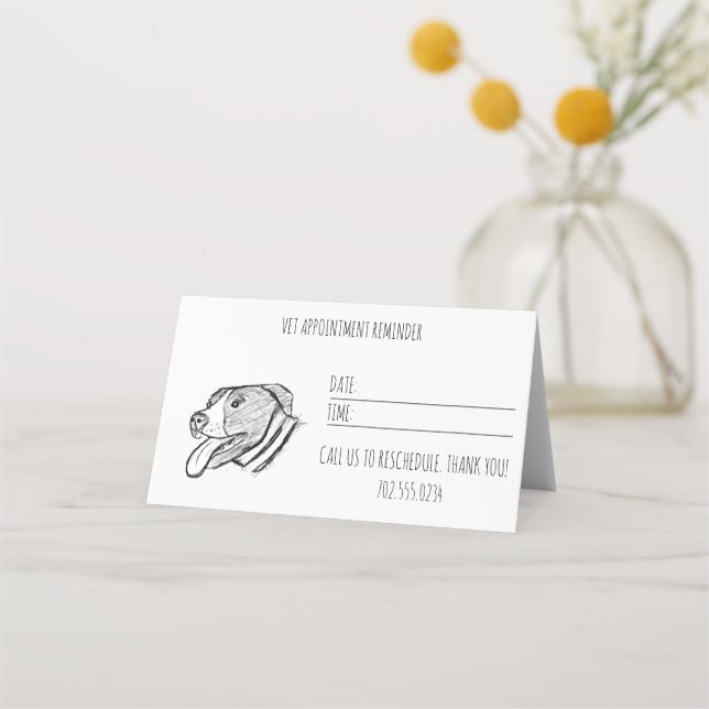 Tarjeta De Citas dibujo de pitbull simples amantes del perro negro  (Anverso)