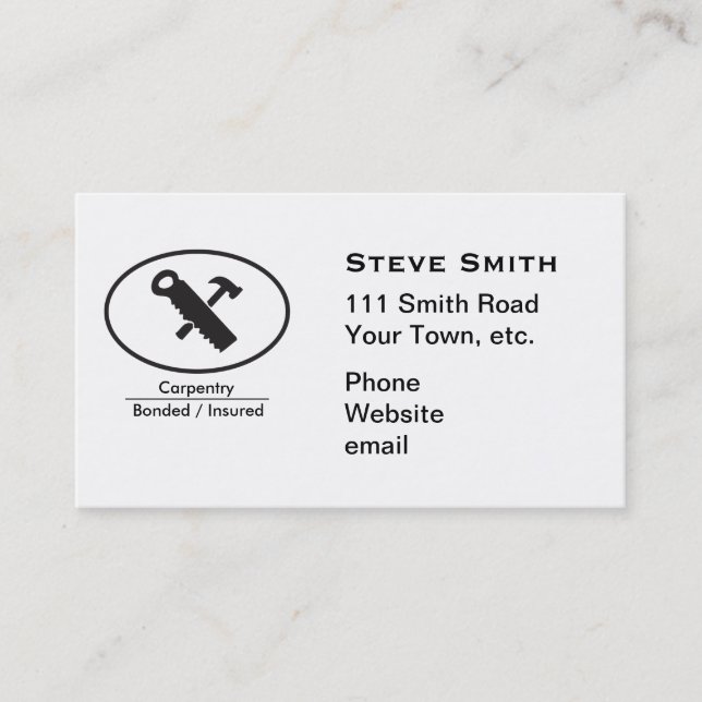 Tarjeta De Citas Diseño de martillo y sierra (Anverso)