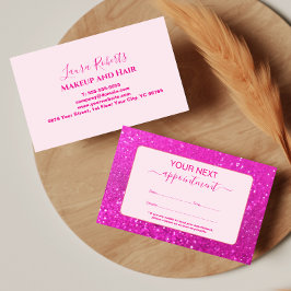 Tarjeta De Citas Diseño Glam de Rosa Caliente de Moda