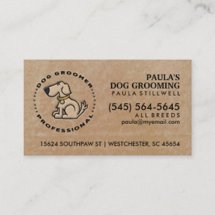 Tarjeta De Citas Dog Groomer Professional Brown Business Card