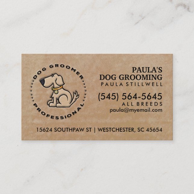 Tarjeta De Citas Dog Groomer Professional Brown Business Card (Anverso)