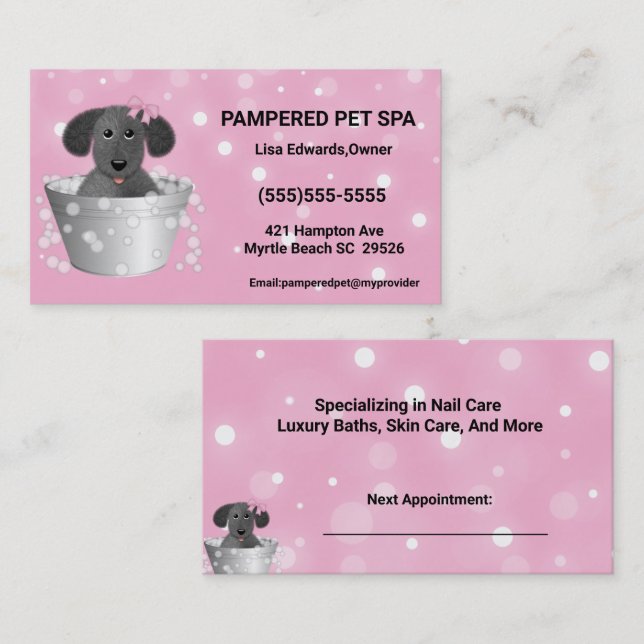 Tarjeta De Citas Dog Grooming Dog Spa (Anverso / Reverso)