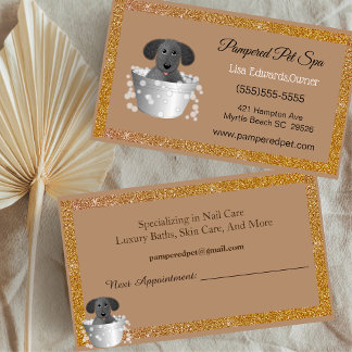 Tarjeta De Citas Dog Grooming Dog Spa Purpurina Negocios