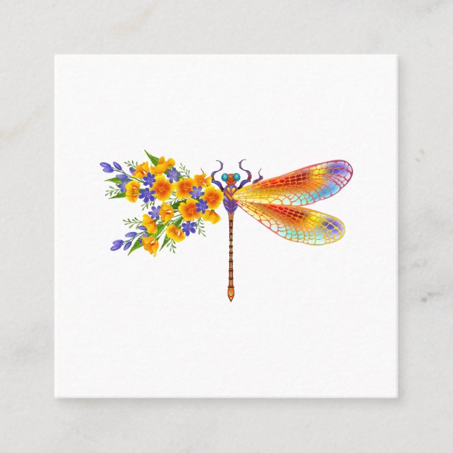 Tarjeta De Citas Dragón de flores amarillas (Anverso)