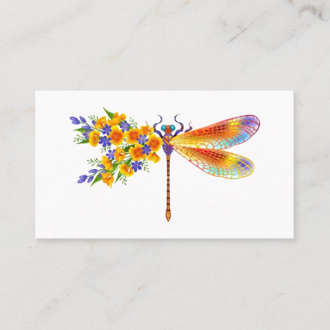 Tarjeta De Citas Dragón de flores amarillas (Anverso)