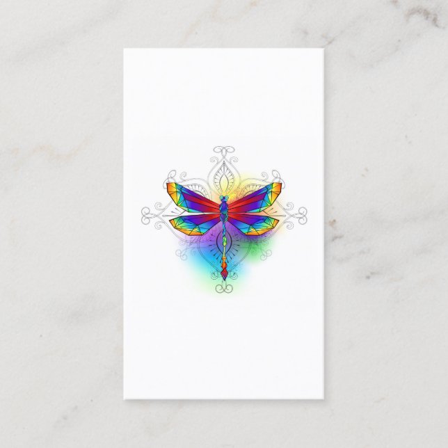 Tarjeta De Citas Dragón poligonal arcoiris (Anverso)