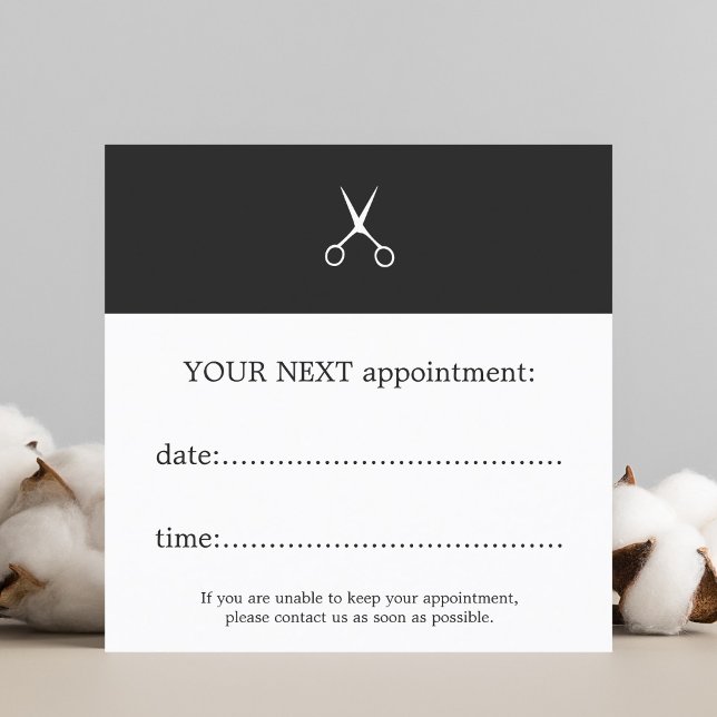 Tarjeta De Citas El blanco gris oscuro elegante simple Scissors el (Subido por el creador)