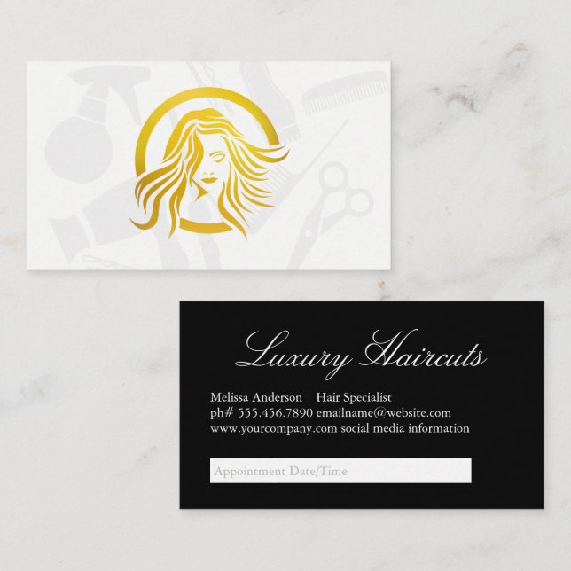 Tarjeta De Citas El cabello y la belleza de las mujeres | Nombramie (Anverso / Reverso)