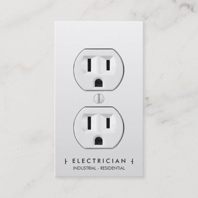 Tarjeta De Citas Electricidad moderna, simple toma eléctrica blanca (Anverso)