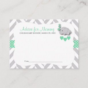 Tarjeta De Citas Elefante Baby Shower SM - consejo de la verde