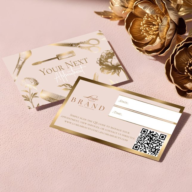 Tarjeta De Citas Elegant Gold Luxury Beauty Salon Business  (Elegant Gold Luxury Beauty Salon Business Appointment Card)