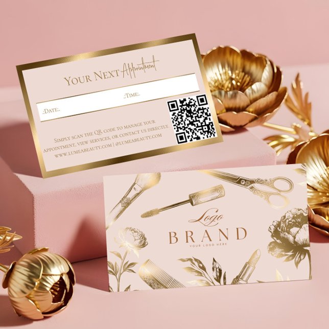 Tarjeta De Citas Elegant Gold Luxury Beauty Salon Business Brand (Elegant Gold Luxury Beauty Salon Business Brand Appointment Card)