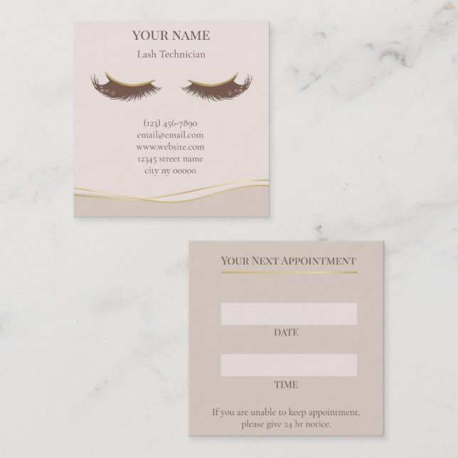 Tarjeta De Citas Elegant Lash Technician Appointment Card (Anverso / Reverso)