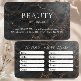 Tarjeta De Citas Elegant Marble Black-Gold Salon