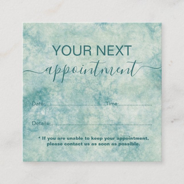 Tarjeta De Citas Elegante acuarela Verde azulada (Anverso)