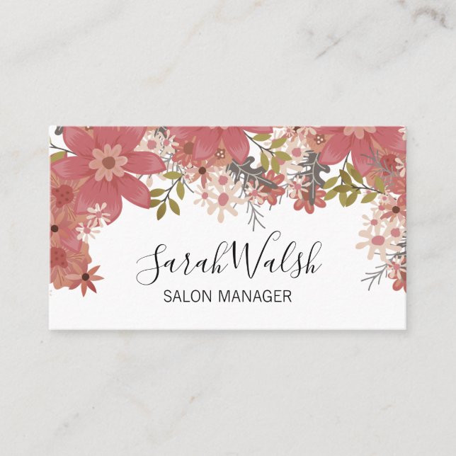 Tarjeta De Citas Elegante Arreglo Floral (Anverso)