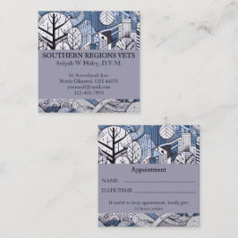 Tarjeta De Citas Elegante azul y blanco