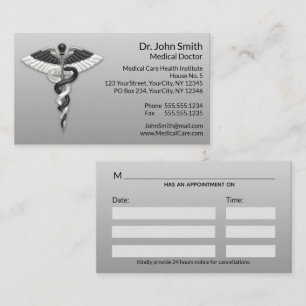 Tarjeta De Citas Elegante Caducto Blanco Negro Clásico Noble Médico