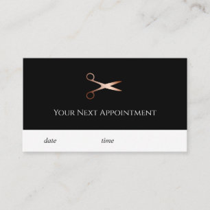 Tarjeta De Citas Elegante estilista moderno de tijeras rosa doradas