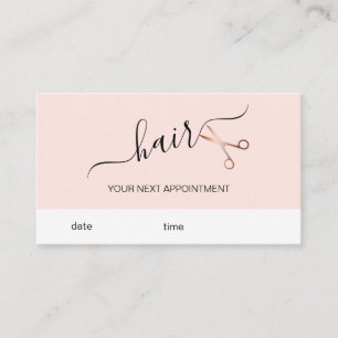 Tarjeta De Citas Elegante estilista moderno de tijeras rosa doradas