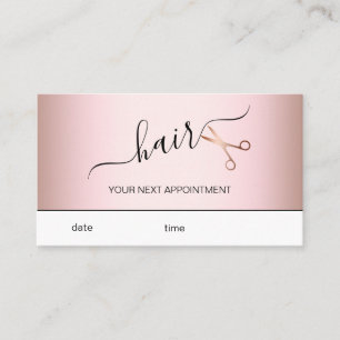 Tarjeta De Citas Elegante estilista moderno de tijeras rosa doradas