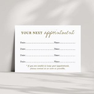 Tarjeta De Citas Elegante Estilo Blanco Belleza Oro Antiguo