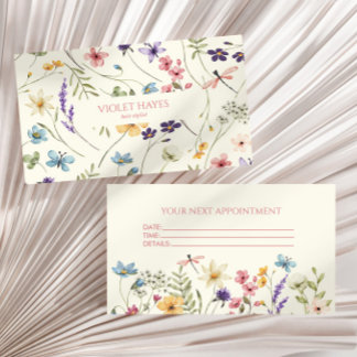 Tarjeta De Citas Elegante Flor Silvestre Floral Personalizada