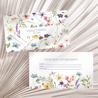Tarjeta De Citas Elegante Flor Silvestre Floral Personalizado