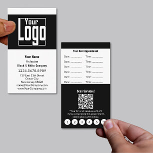 Tarjeta De Citas Elegante formato de retrato blanco y negro Lealtad