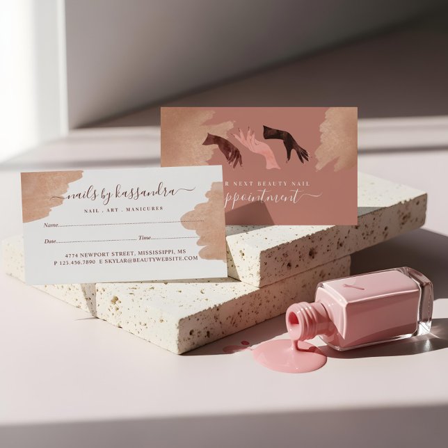 Tarjeta De Citas Elegante Glam Beauty Manos Mano Artista de uñas Ma (Elegant Glam Beauty Hands Nail Artist Manicure Appointment Card)