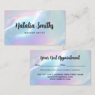 Tarjeta De Citas Elegante Holográfico Opalescente Iridescente