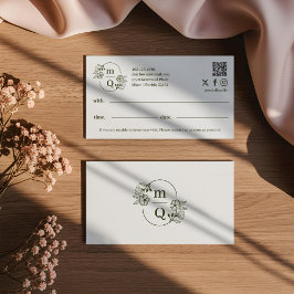 Tarjeta De Citas Elegante Marca de Escudo de Monograma Botánico Flo