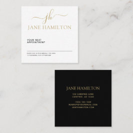 Tarjeta De Citas Elegante Monograma Inicial Negro y Oro