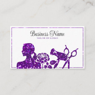 Tarjeta De Citas Elegante morado Purpurina Floral Hairdresser